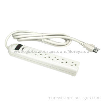 American Power Strip with 6 Lengthwise Socket Outlets, Extension Cord, Overload Protection